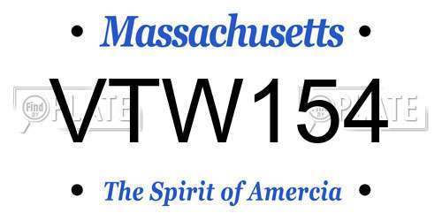 VTW154 Massachusetts License Plate
