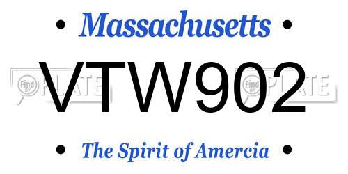 VTW902 Massachusetts License Plate