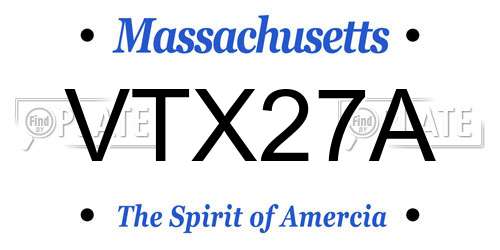 VTX27A Massachusetts License Plate
