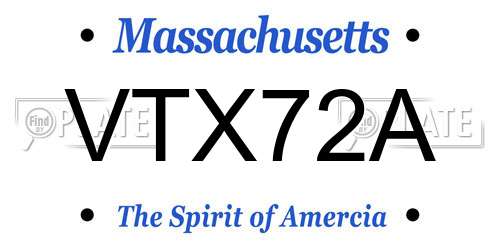VTX72A Massachusetts License Plate