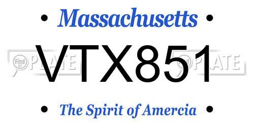 VTX851 Massachusetts License Plate