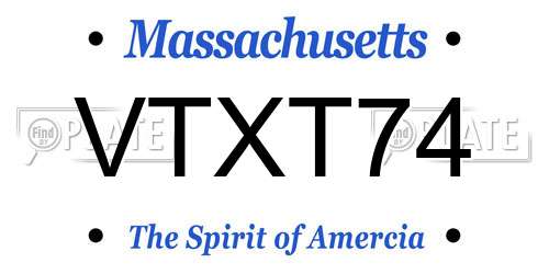 VTXT74 Massachusetts License Plate