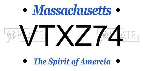 VTXZ74 Massachusetts License Plate