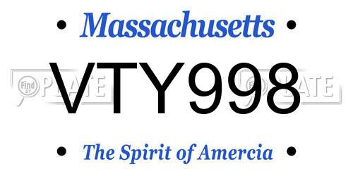 VTY998 Massachusetts License Plate