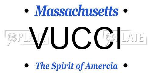 VUCCI Massachusetts License Plate