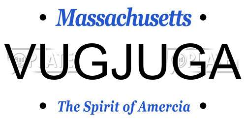 VUGJUGA Massachusetts License Plate