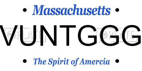 VUNTGGG Massachusetts License Plate