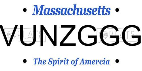 VUNZGGG Massachusetts License Plate