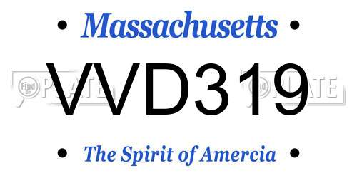 VVD319 Massachusetts License Plate