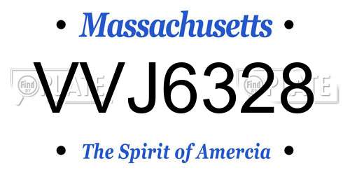 VVJ6328 Massachusetts License Plate