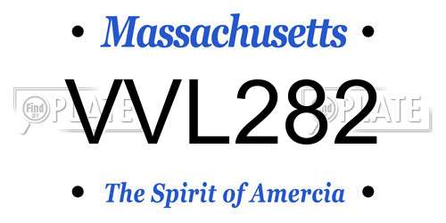 VVL282 Massachusetts License Plate