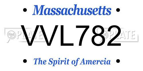 VVL782 Massachusetts License Plate