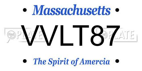 VVLT87 Massachusetts License Plate