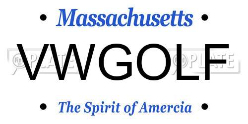 VWGOLF Massachusetts License Plate