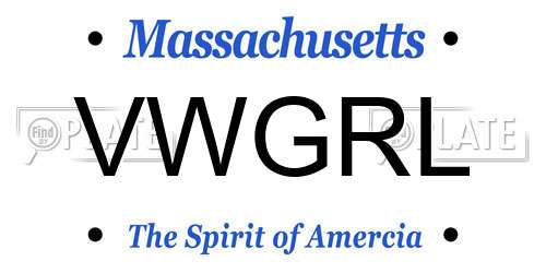 VWGRL Massachusetts License Plate