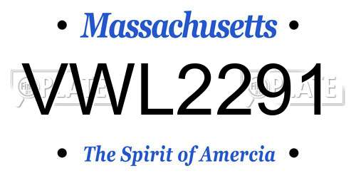 VWL2291 Massachusetts License Plate