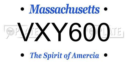 VXY600 Massachusetts License Plate