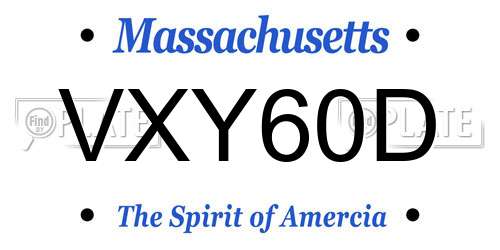 VXY60D Massachusetts License Plate