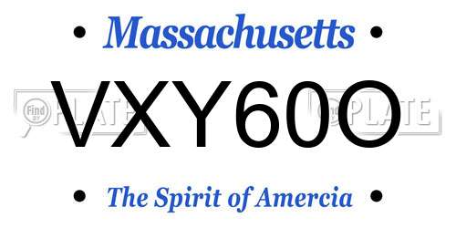 VXY60O Massachusetts License Plate