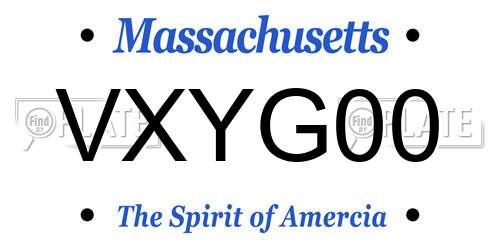 VXYG00 Massachusetts License Plate