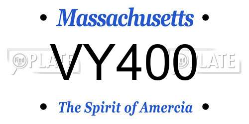 VY400 Massachusetts License Plate