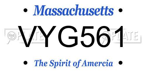 VYG561 Massachusetts License Plate
