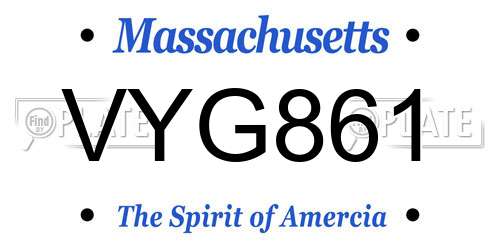VYG861 Massachusetts License Plate