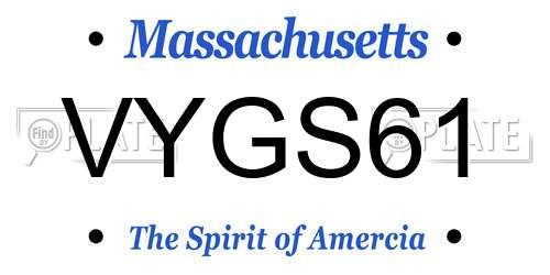 VYGS61 Massachusetts License Plate