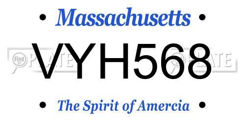 VYH568 Massachusetts License Plate