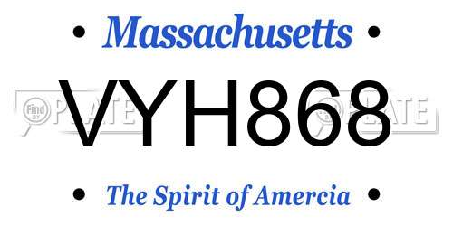 VYH868 Massachusetts License Plate