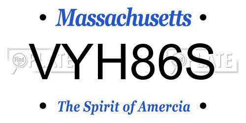 VYH86S Massachusetts License Plate