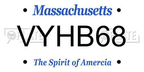 VYHB68 Massachusetts License Plate