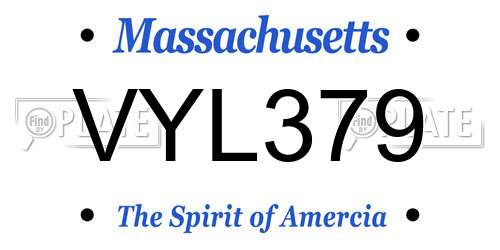 VYL379 Massachusetts License Plate