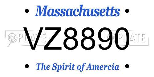 VZ8890 Massachusetts License Plate