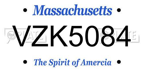 VZK5084 Massachusetts License Plate
