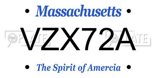 VZX72A Massachusetts License Plate