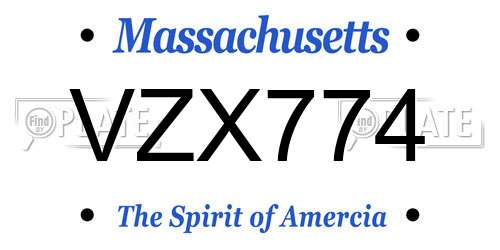 VZX774 Massachusetts License Plate