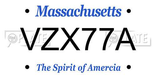 VZX77A Massachusetts License Plate
