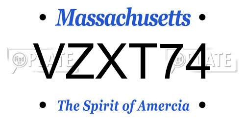 VZXT74 Massachusetts License Plate