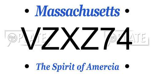 VZXZ74 Massachusetts License Plate