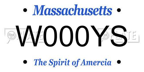 W000YS Massachusetts License Plate