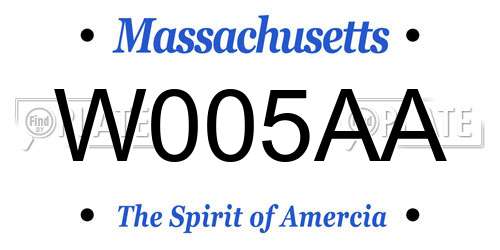 W005AA Massachusetts License Plate