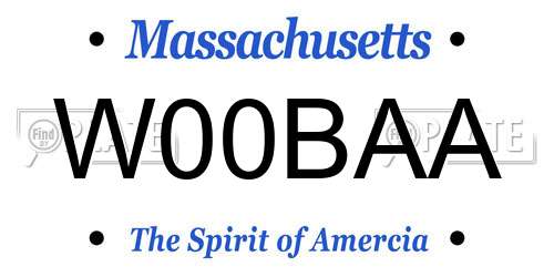 W00BAA Massachusetts License Plate