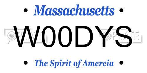 W00DYS Massachusetts License Plate