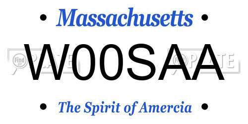 W00SAA Massachusetts License Plate