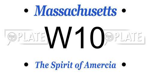 W10 Massachusetts License Plate