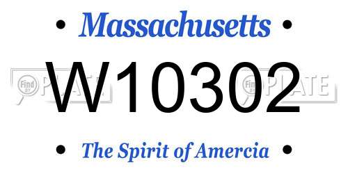 W10302 Massachusetts License Plate