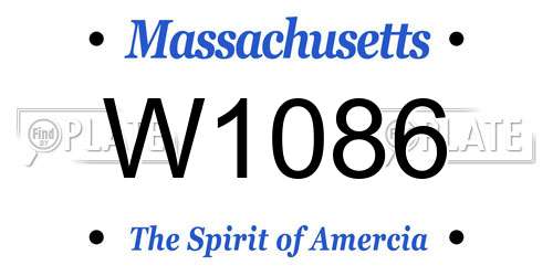 W1086 Massachusetts License Plate