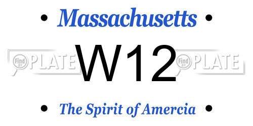 W12 Massachusetts License Plate