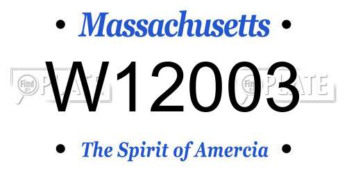W12003 Massachusetts License Plate